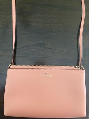 Kate Spade Pink Leather Crossbody Bag with Gold Logo